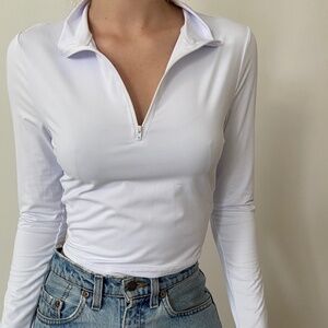 white half zip athletic crop small